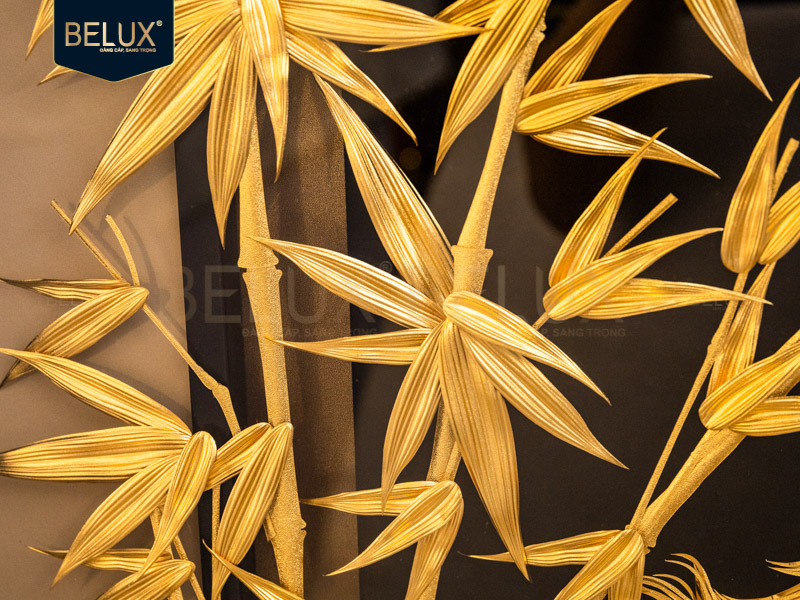 Tranh Ngựa Mã Trúc Hoàng Kim dát vàng 24k 115x55cm